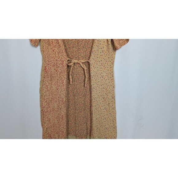 Vintage 90 Y2K Scared Threads XL Midi Dress Patchwork Floral Tie Back Bohemian - Picture 8 of 11